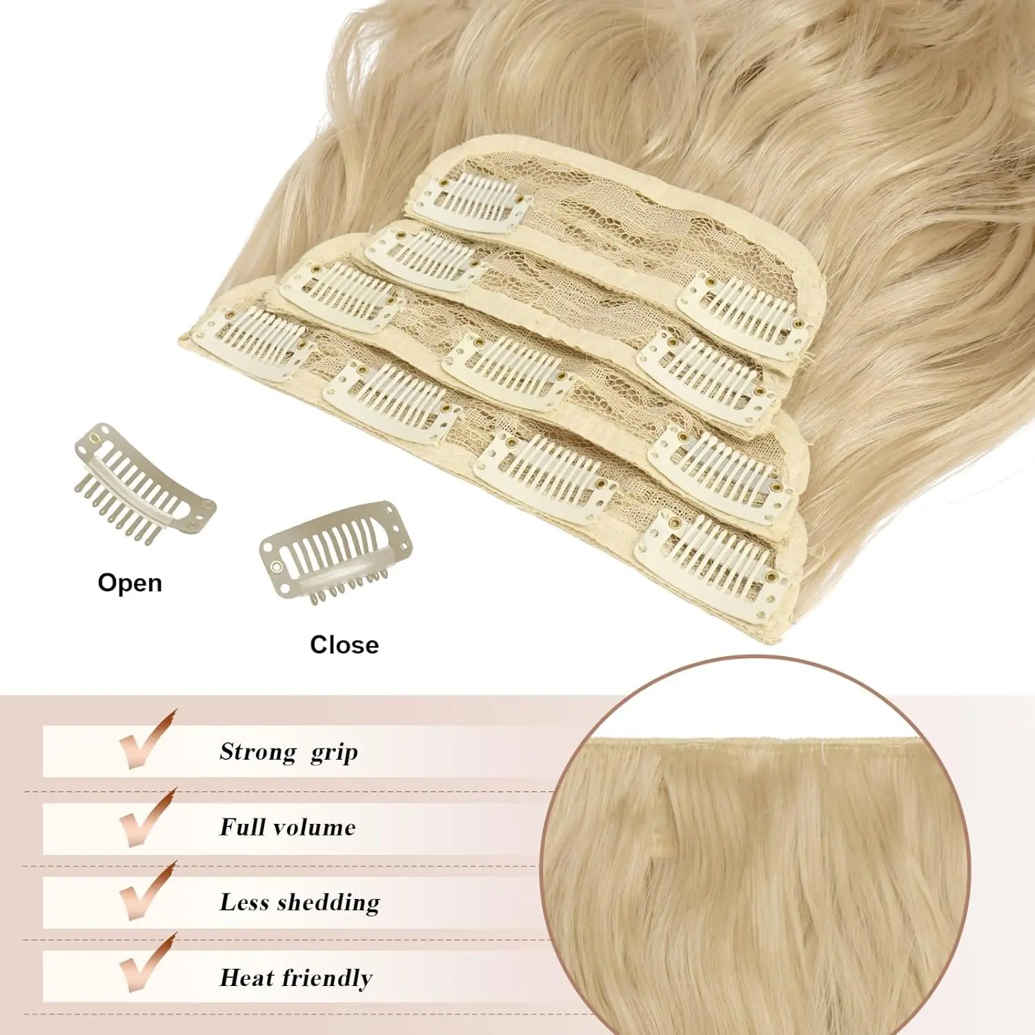 This long wavy blonde wig for women features a middle part and natural look, made with high-temperature synthetic hair for comfortable, all-day wear and versatile styling.