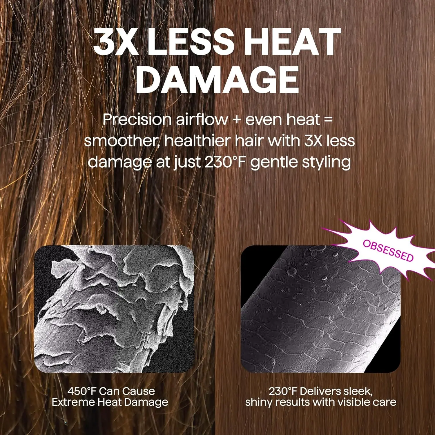 Pink 5-in-1 hot air brush set with interchangeable heads for creating curls, volume, straightening, and smooth styles.