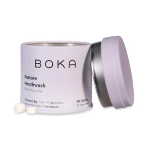 Boka mouthwash tablets are fluoride and alcohol-free, offering a convenient and eco-friendly way to freshen breath, remineralize teeth, and support a healthy oral microbiome on the go.