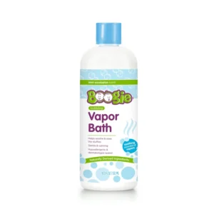 Boogie Kids eucalyptus bubble bath powder with soothing vapors made with plant and oat extracts.