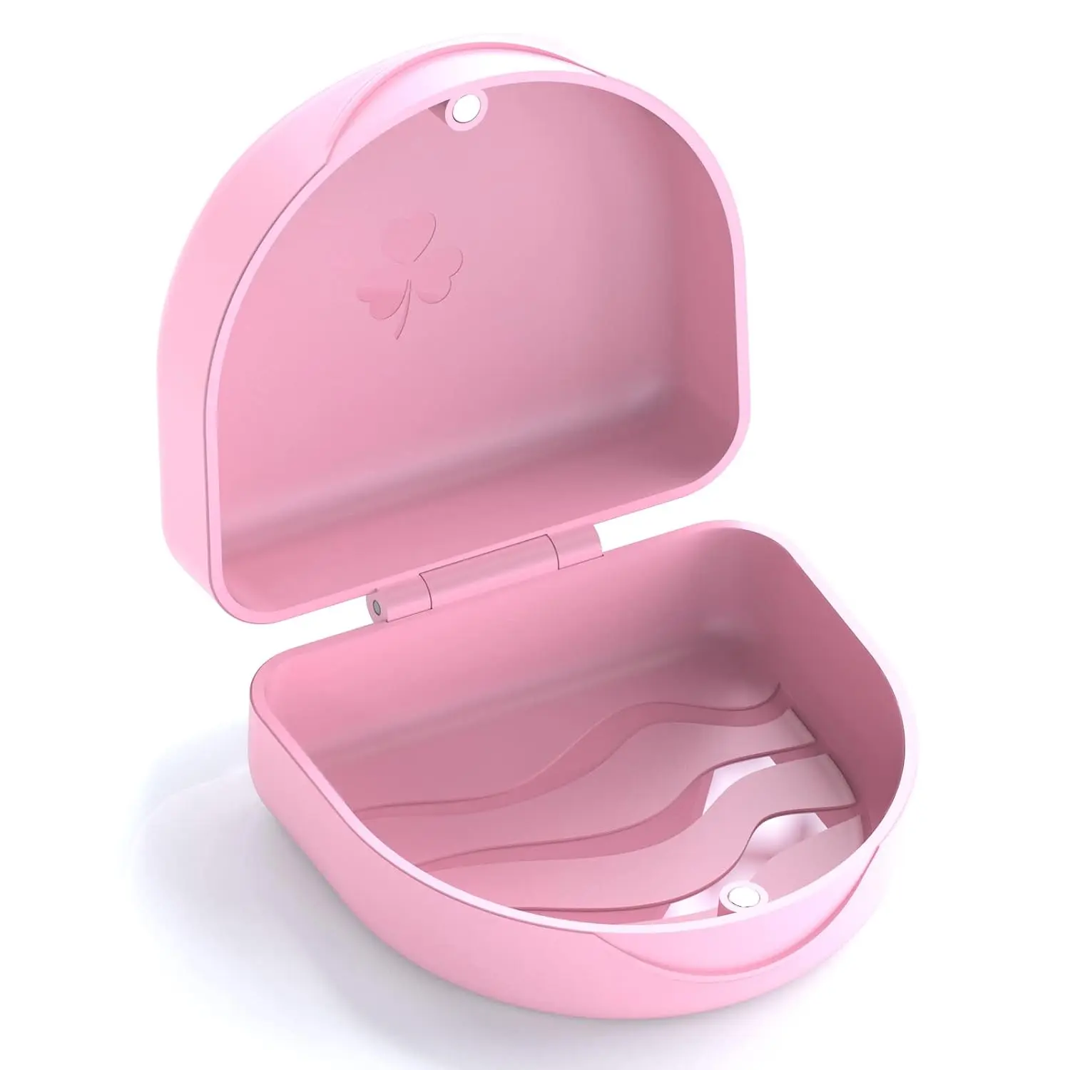 Pink ARGOMAX braces box provides secure storage for dentures and orthodontic appliances with a tight snap closure, made from high-quality, easy-to-clean PP material.