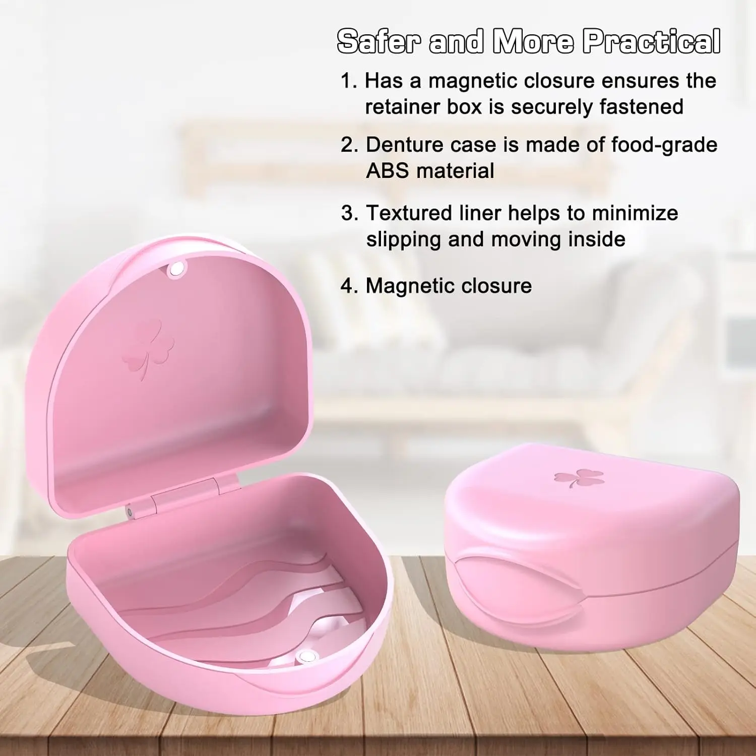 Pink ARGOMAX braces box provides secure storage for dentures and orthodontic appliances with a tight snap closure, made from high-quality, easy-to-clean PP material.