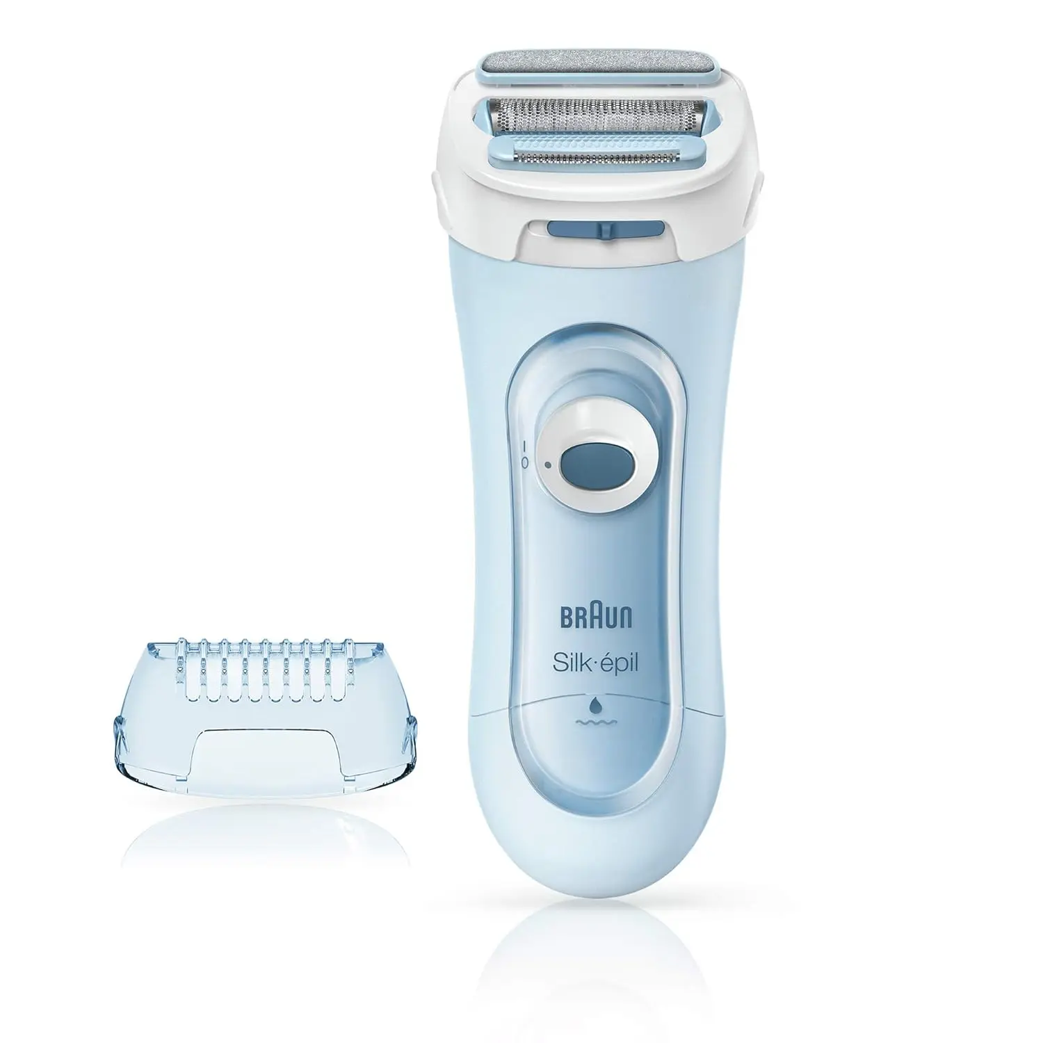 Cordless Braun Lady Shaver offers a close and comfortable shave with its floating foil, trimmer, and exfoliation attachments for use on legs, underarms, and bikini line in or out of the shower.
