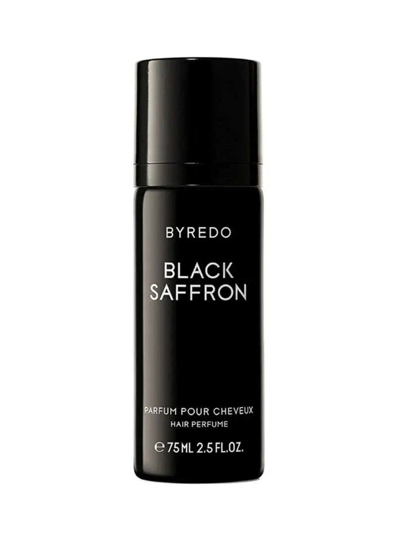 Byredo Black Saffron hair mist with notes of pomelo, juniper berries, leather, and raspberry.