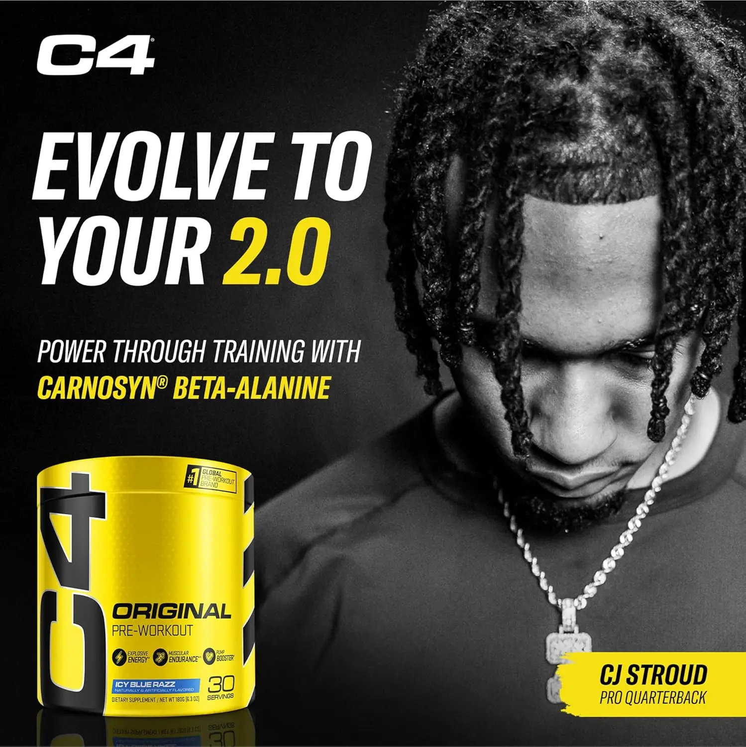 Cellucor C4 Original Icy Blue Raspberry pre-workout powder offers sugar-free energy with caffeine, beta-alanine, creatine, and vitamin C, formulated with care in hygienic packaging for both men and women.