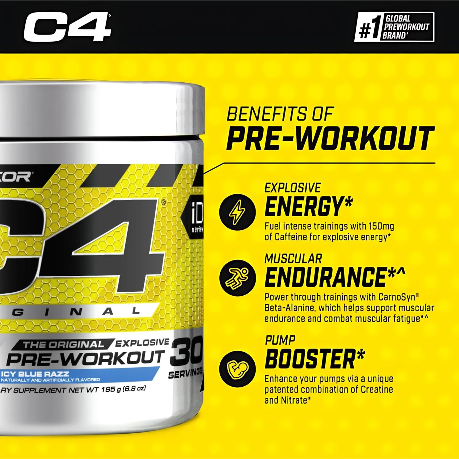 C4 Original Pre-Workout Icy Blue Razz - Image 3
