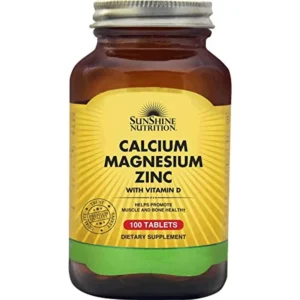 Sunshine Nutrition Calcium Magnesium Zinc and Vitamin D tablets promote bone health, immunity, improve mood, and maintain healthy blood sugar levels.