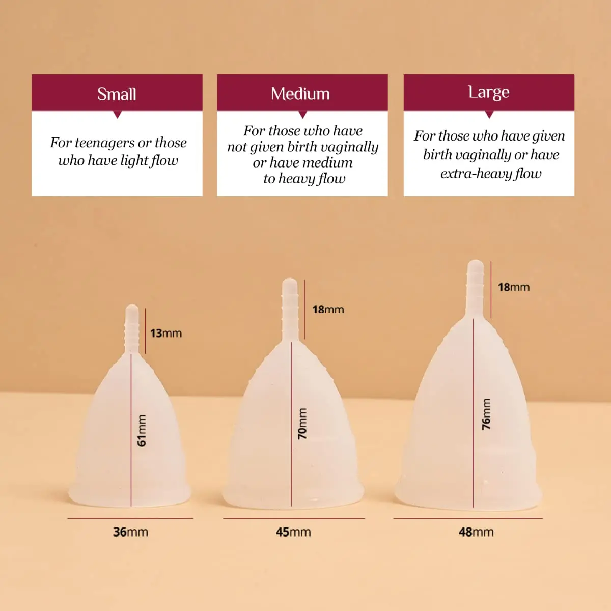 Carmesi menstrual cup provides 8-10 hours of leak-free comfort, is made of medical-grade silicone, and offers a sustainable and economical period solution for women.