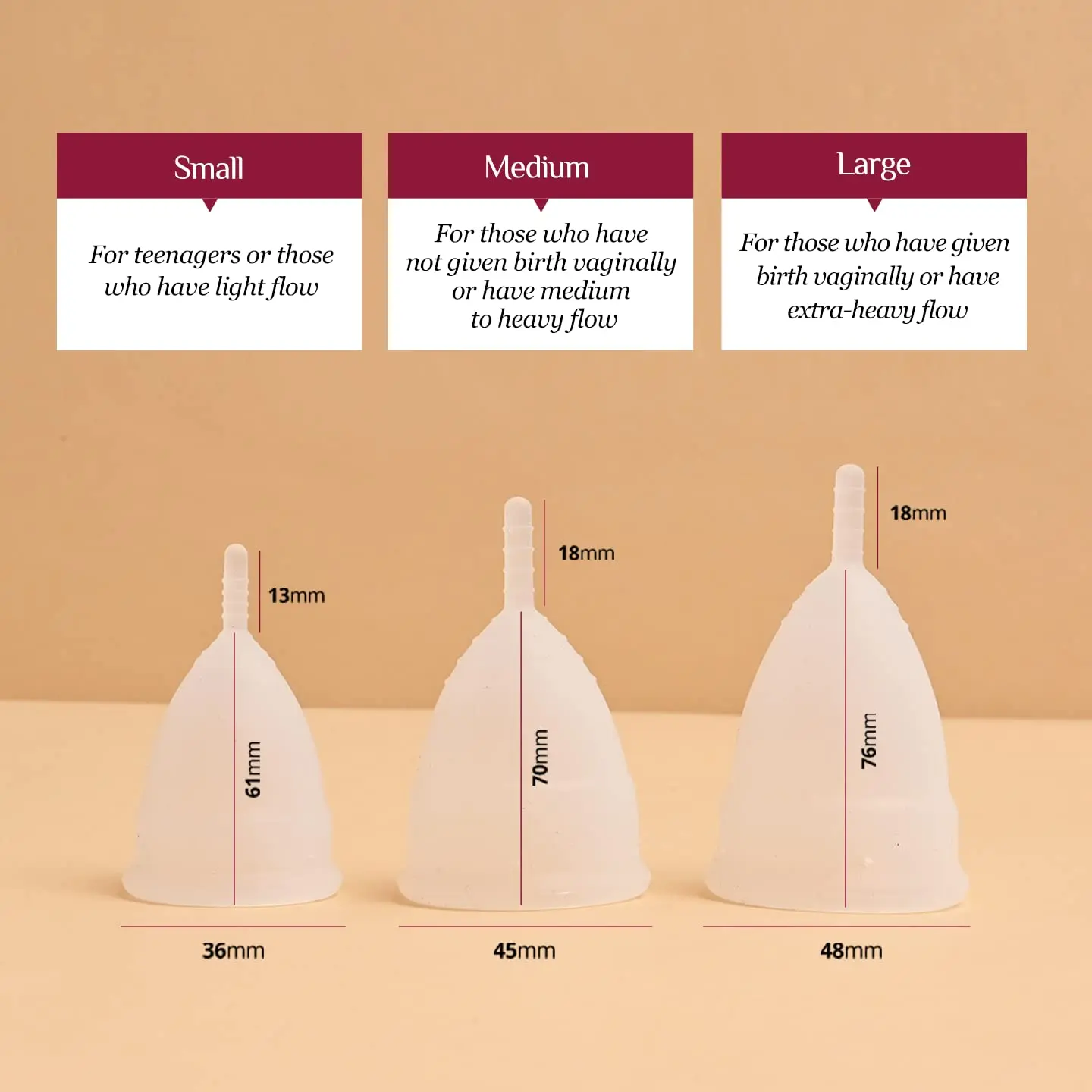 The Carmesi menstrual cup made of medical-grade silicone offers leak-free protection for up to 10 hours, providing a rash-free, odor-free, economical, and sustainable period care solution.