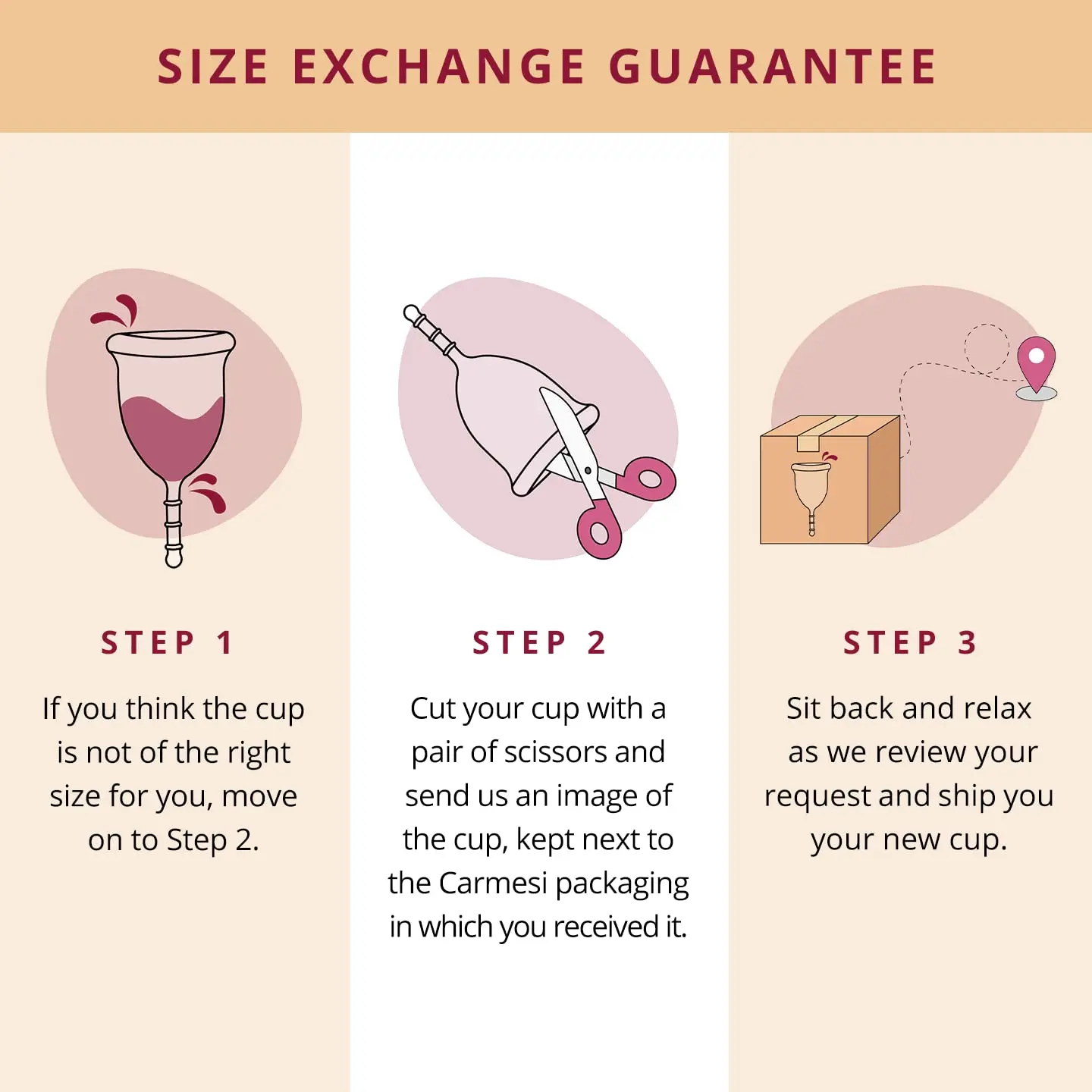 Carmesi menstrual cup provides 8-10 hours of leak-free comfort, is made of medical-grade silicone, and offers a sustainable and economical period solution for women.