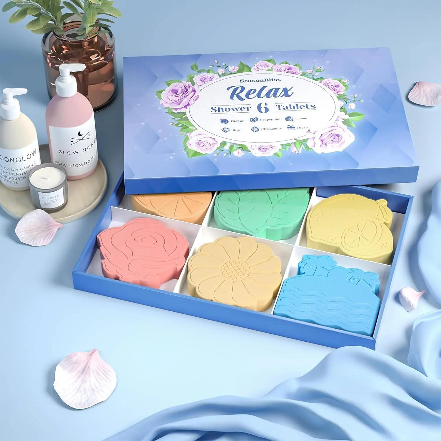 Cartoon shower steamers with six different scents offer a playful and aromatic shower experience, making a unique and thoughtful gift for women.