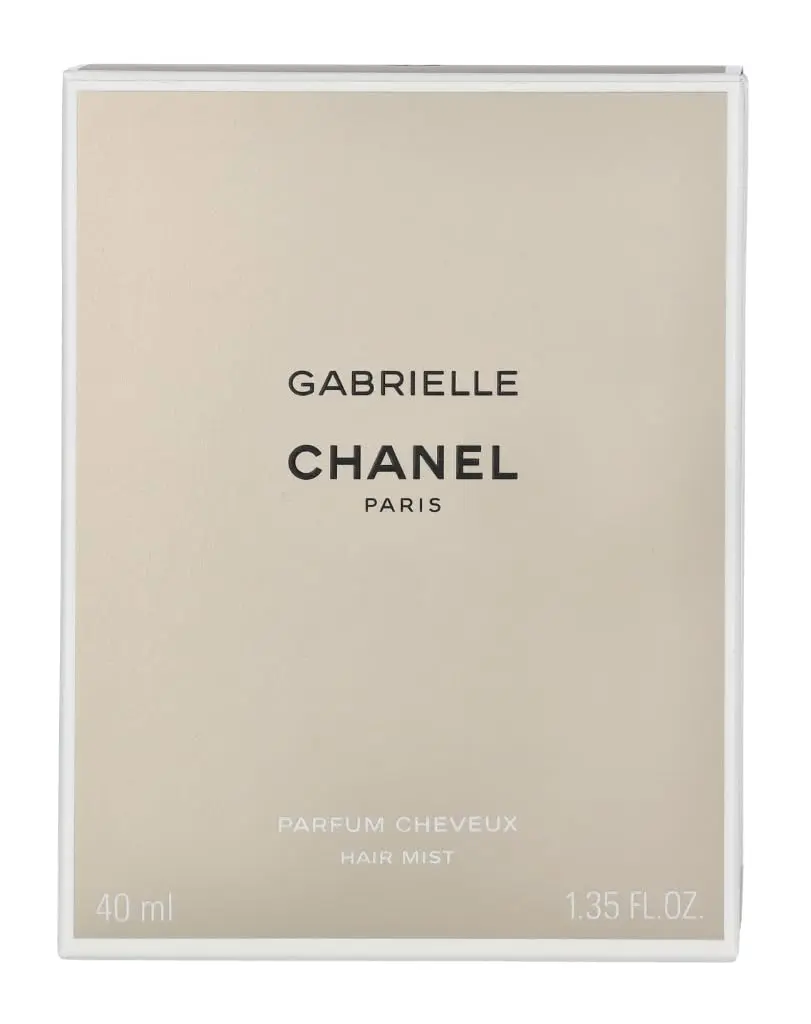This is a bottle of CHANEL Gabrielle Hair Mist, a women's fragrance with top notes of mandarin orange and grapefruit, middle notes of tuberose and jasmine, and base notes of sandalwood and musk.