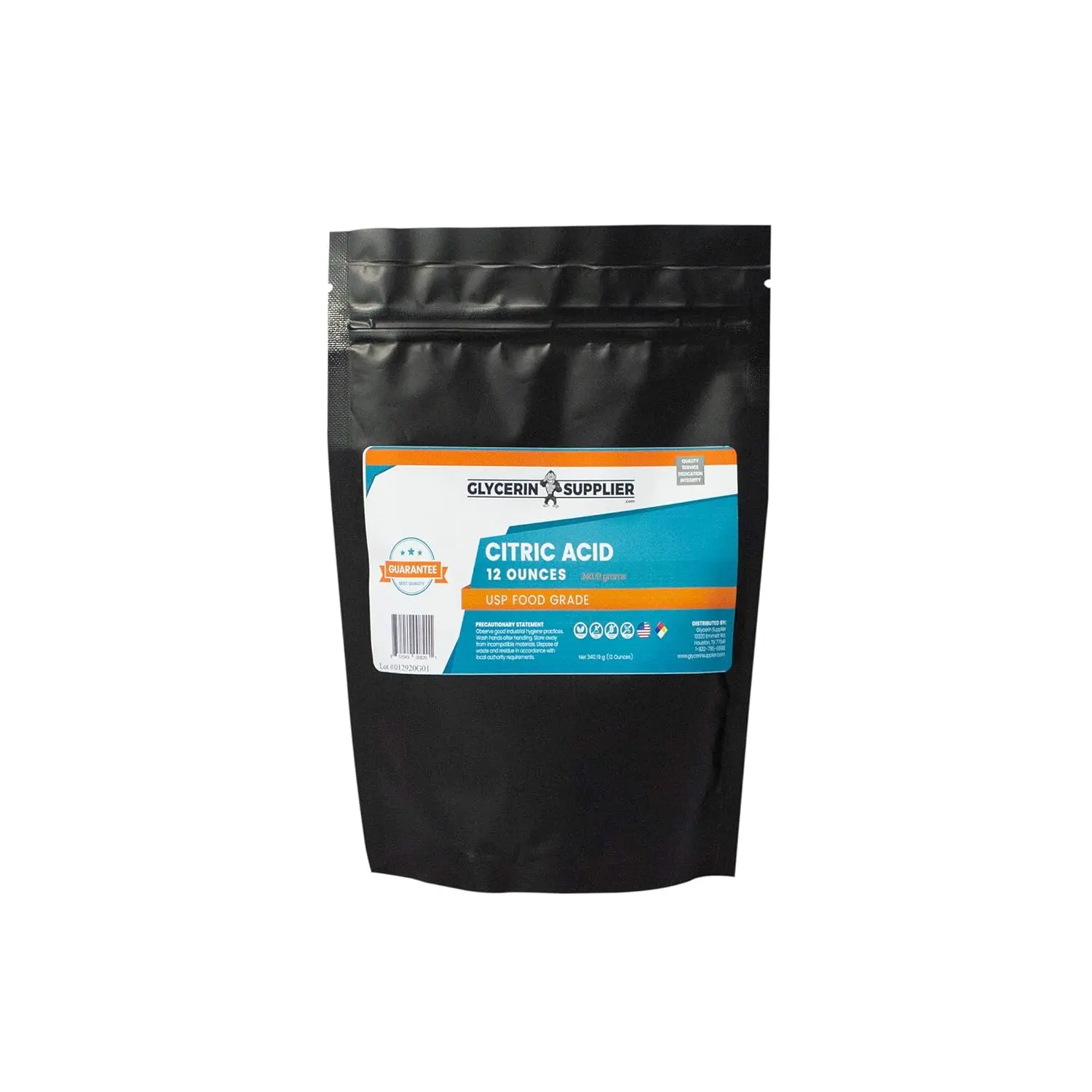 This 12oz bag of USP food grade citric acid is 100% pure, non-GMO, and ideal for flavoring, preserving, cleaning, and making bath bombs.