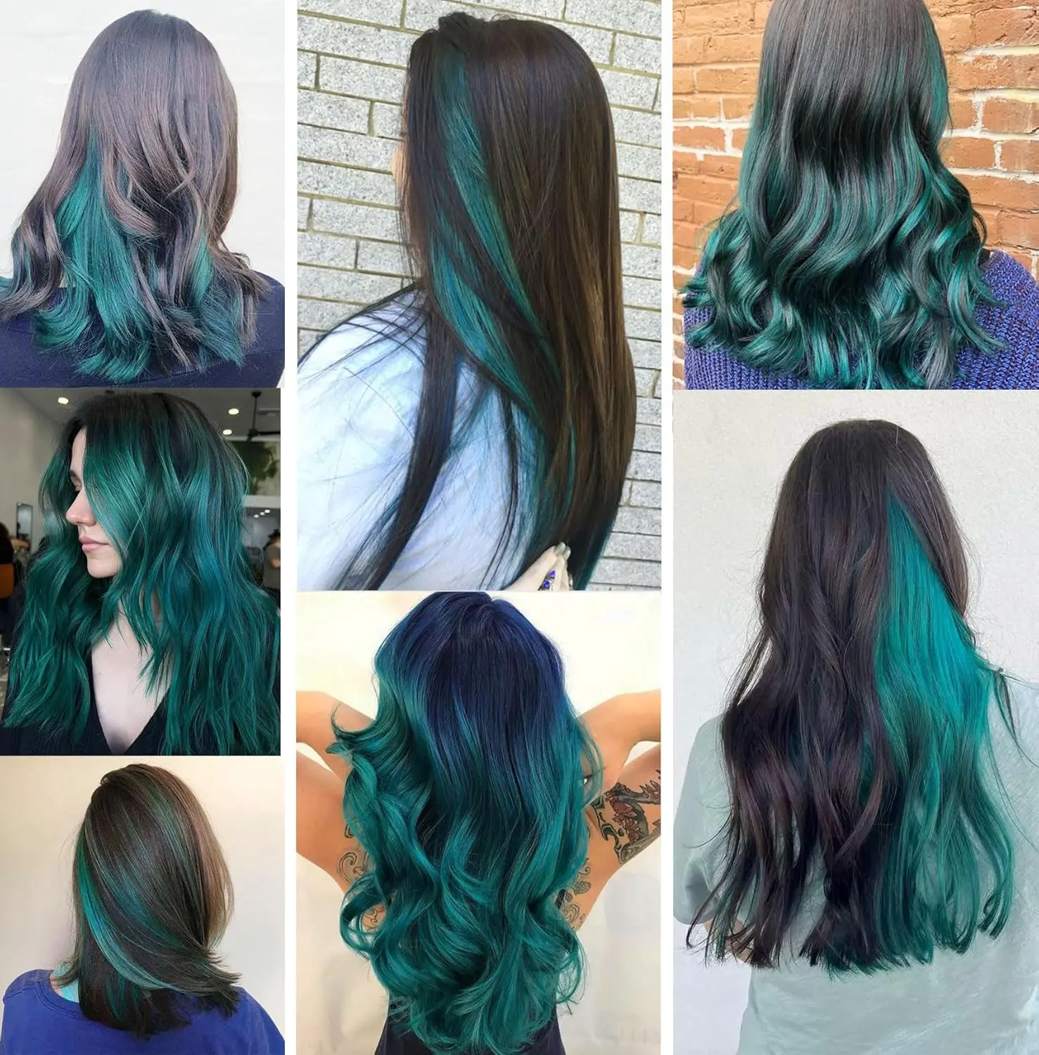 These teal blue clip in hair extensions are made of heat-resistant synthetic fiber and add instant colorful highlights to any hairstyle for parties, holidays, and everyday wear.