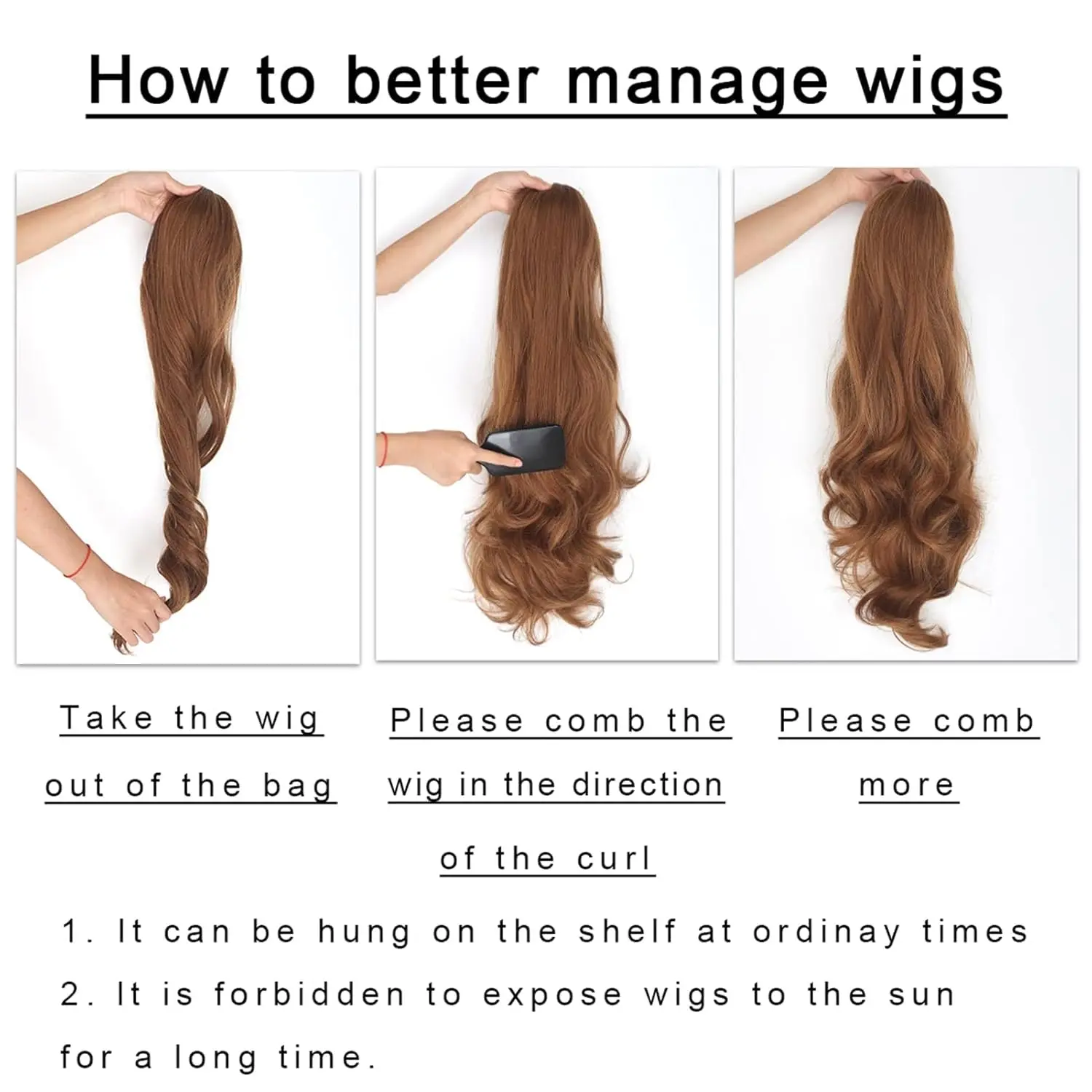 Light brown clip-in ponytail extension gives you long, curly hair in seconds.