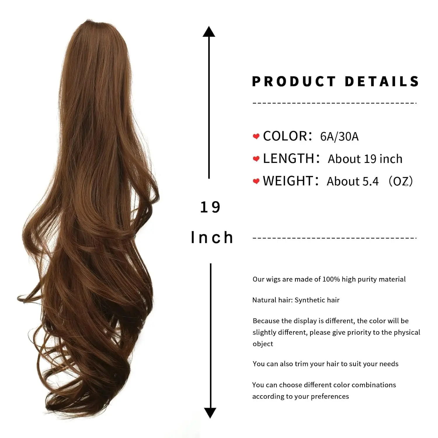 Light brown clip-in ponytail extension gives you long, curly hair in seconds.