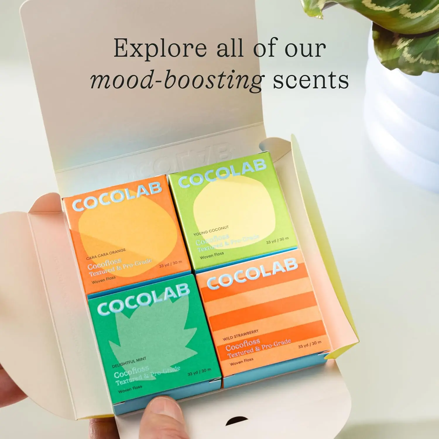 Mint flavored Cocofloss is dentist-designed with interwoven threads and coconut oil for a delightfully cleansing and bright smile.