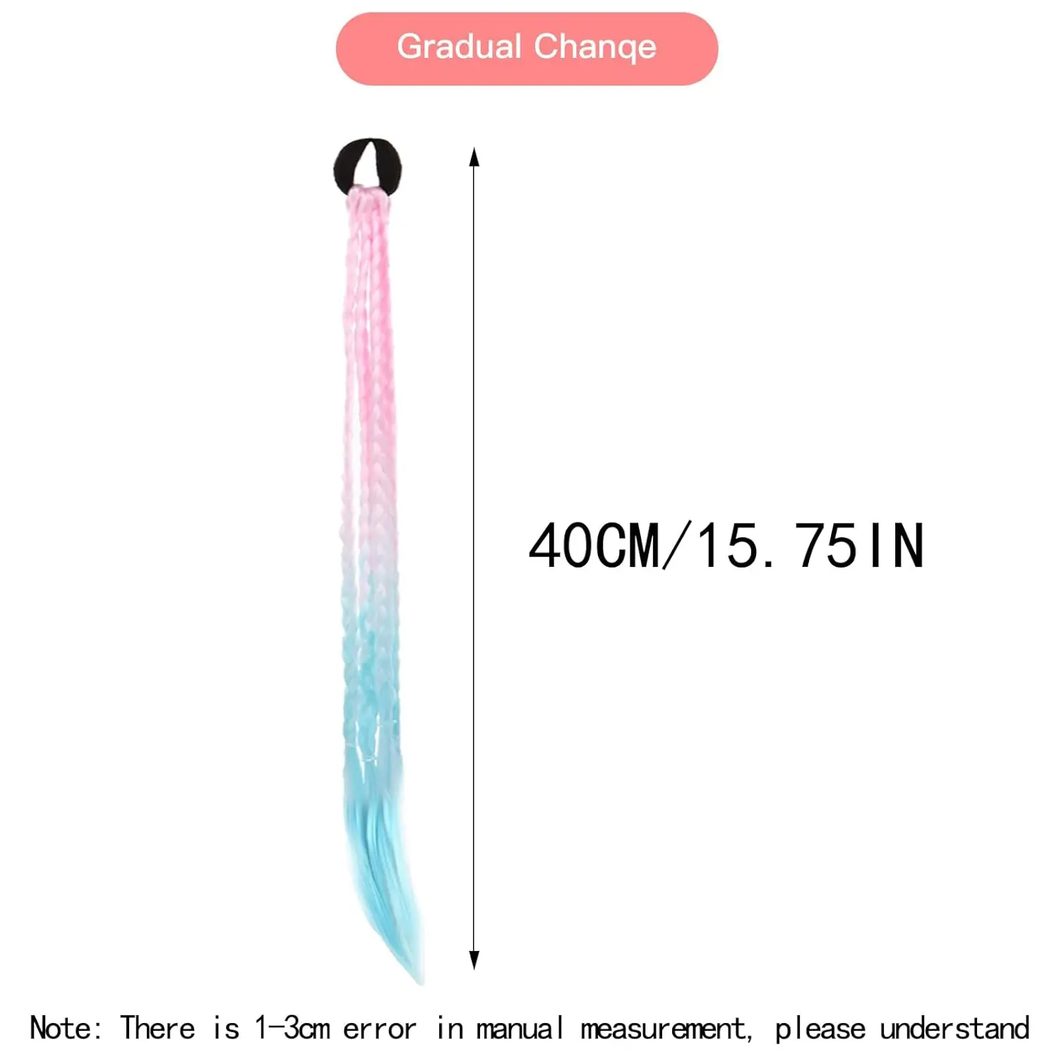 Twelve colorful rainbow braided ponytail extensions with elastic bands, perfect for adding a fun, vibrant touch to girls' hair for crazy hair day or parties.