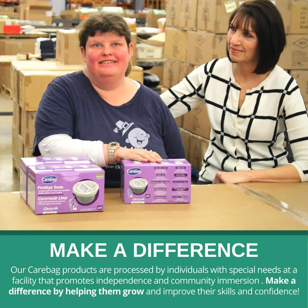 Disposable commode liner bag with absorbent pad prevents leaks, spills, and nasty odors.