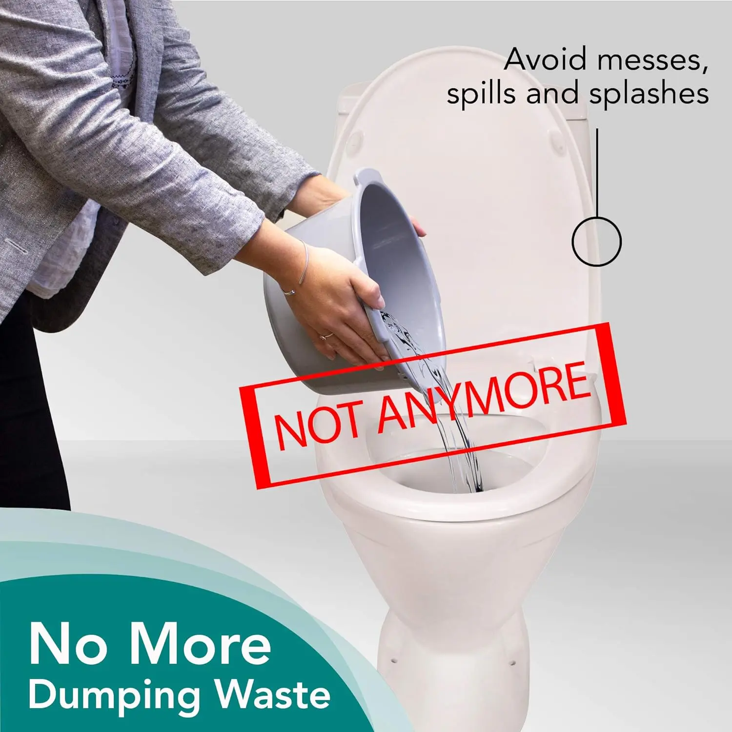 Disposable commode liner bag with absorbent pad prevents leaks, spills, and nasty odors.