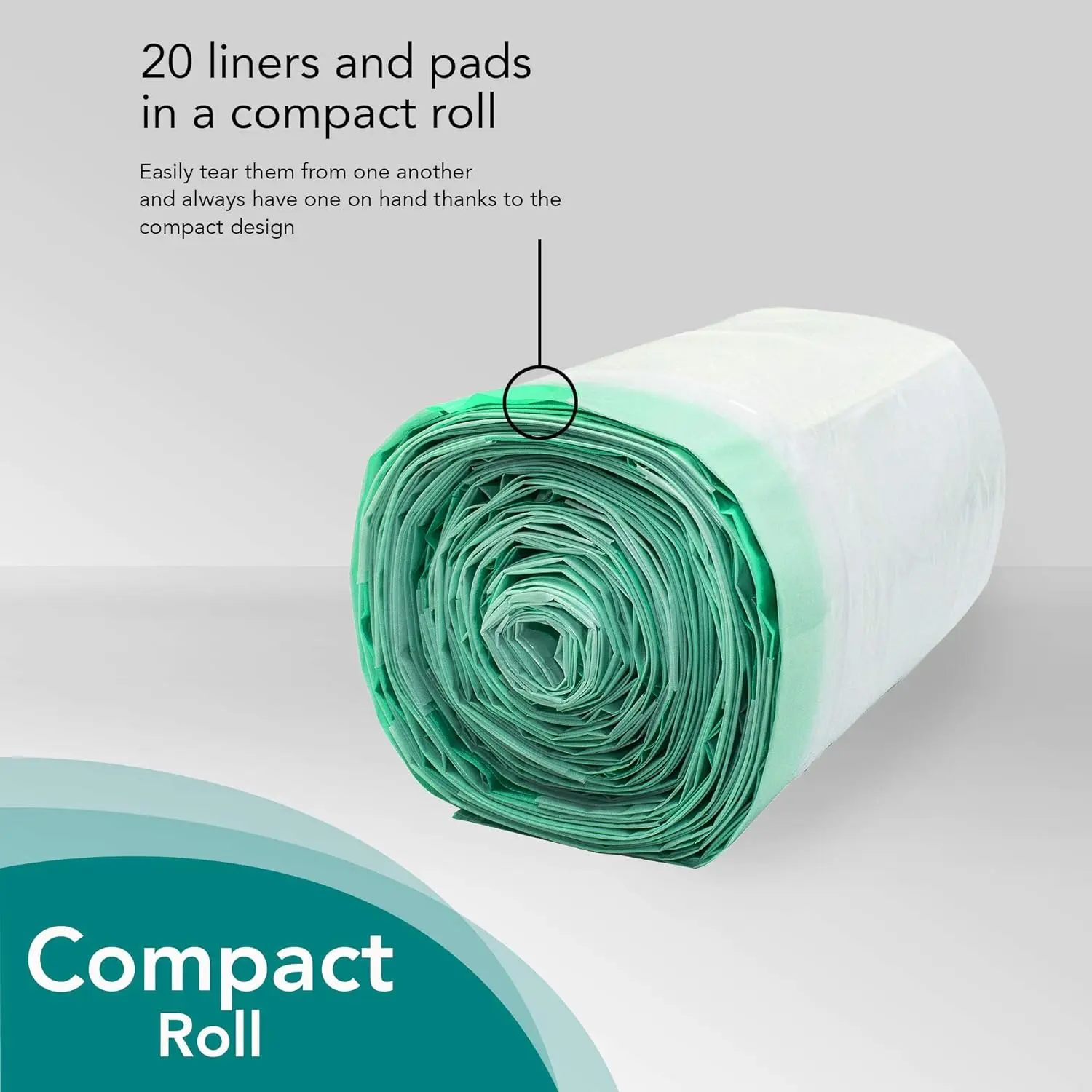 Disposable commode liner bag with absorbent pad prevents leaks, spills, and nasty odors.
