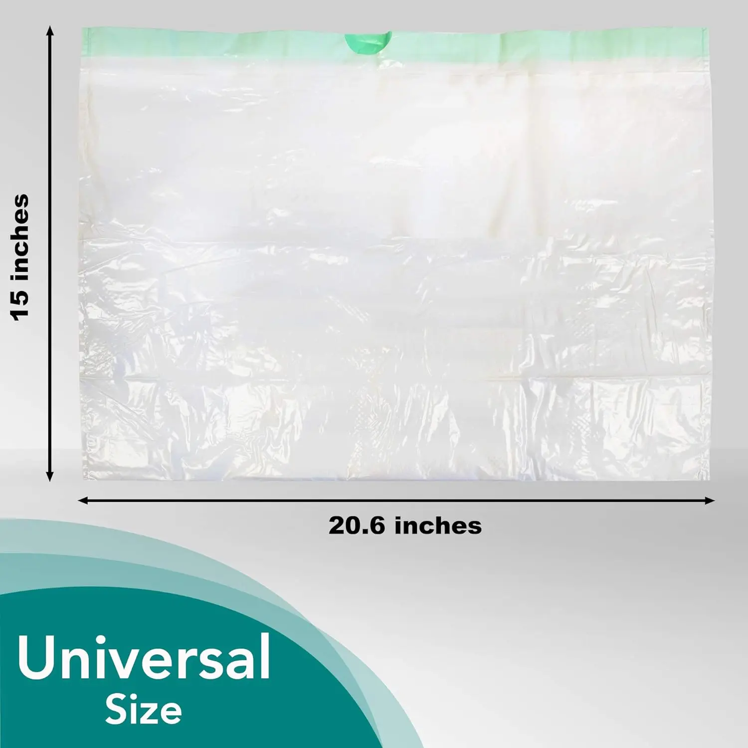 Disposable commode liner bag with absorbent pad prevents leaks, spills, and nasty odors.