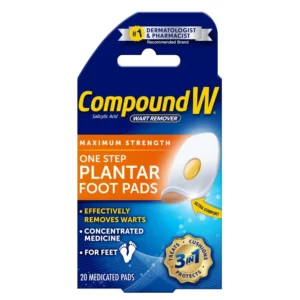 Compound W plantar wart remover pads effectively remove warts while protecting and cushioning the affected area, a pharmacist recommended brand.