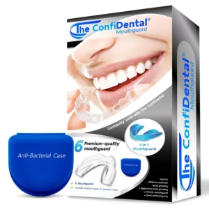 This pack of six moldable ConfiDental mouth guards offers regular and heavy-duty protection against teeth grinding, clenching, and bruxism for adults, youth, and kids, and can also be used as athletic dental guards or teeth whitening trays.