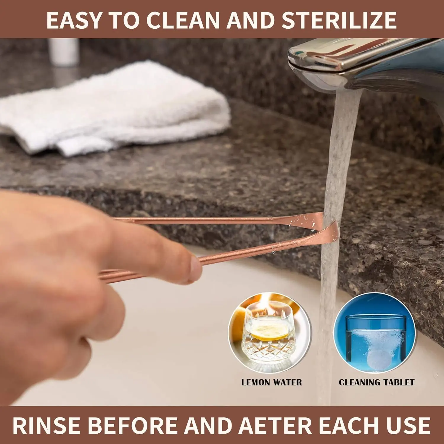 Copper Tongue Scraper Cleaner Brush 2 Pcs - Image 5