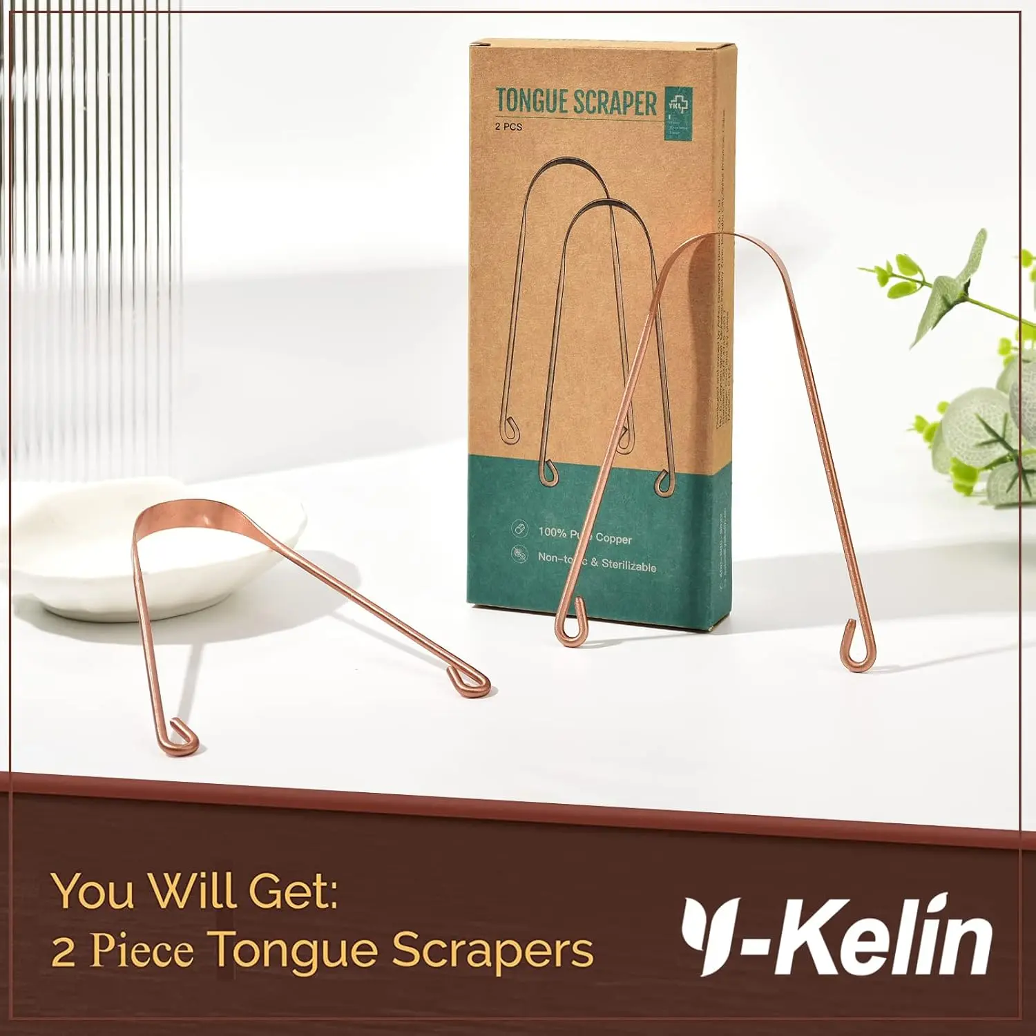 Copper Tongue Scraper Cleaner Brush 2 Pcs - Image 7