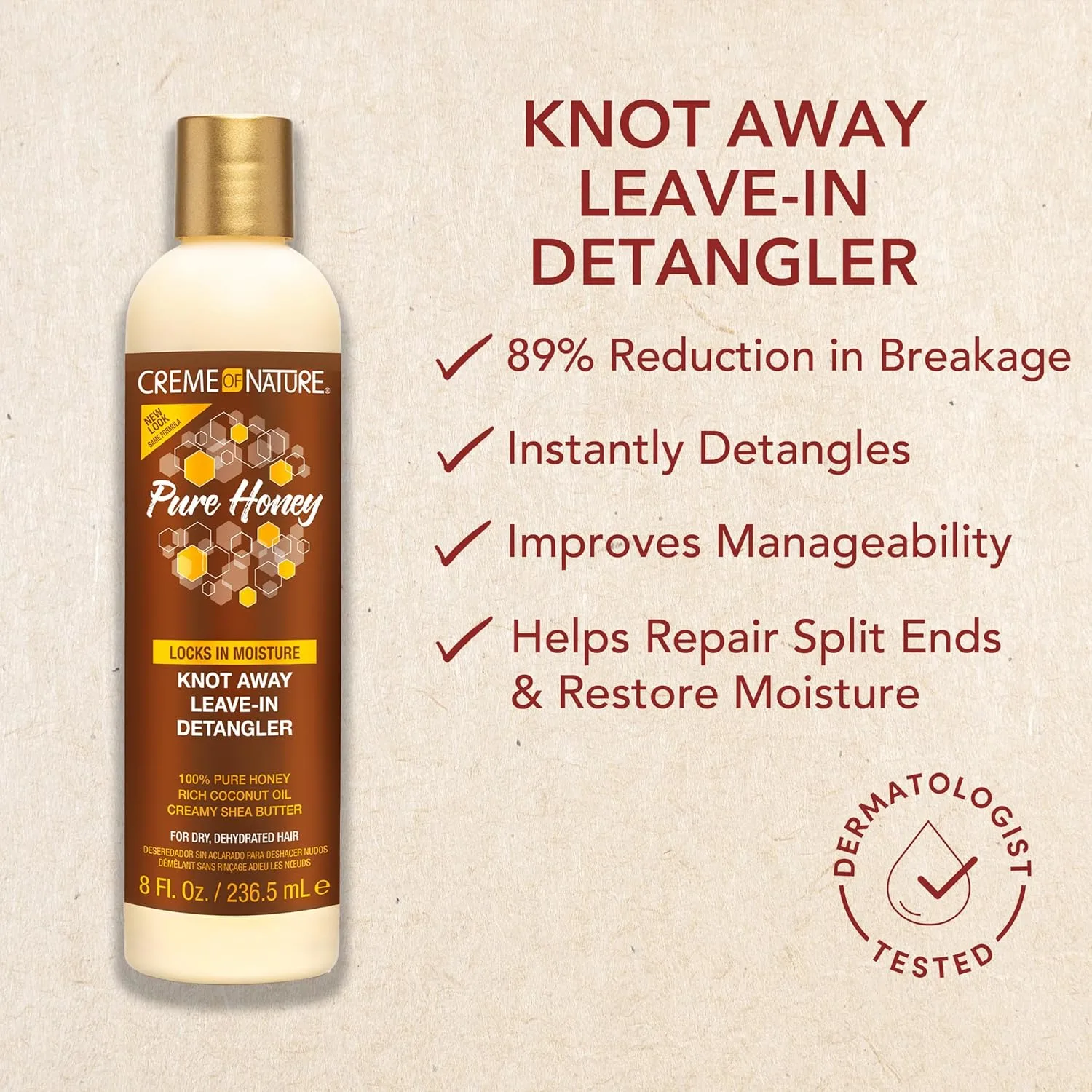 Crème of Nature Honey Leave-In Detangler - 8 Oz - Image 3