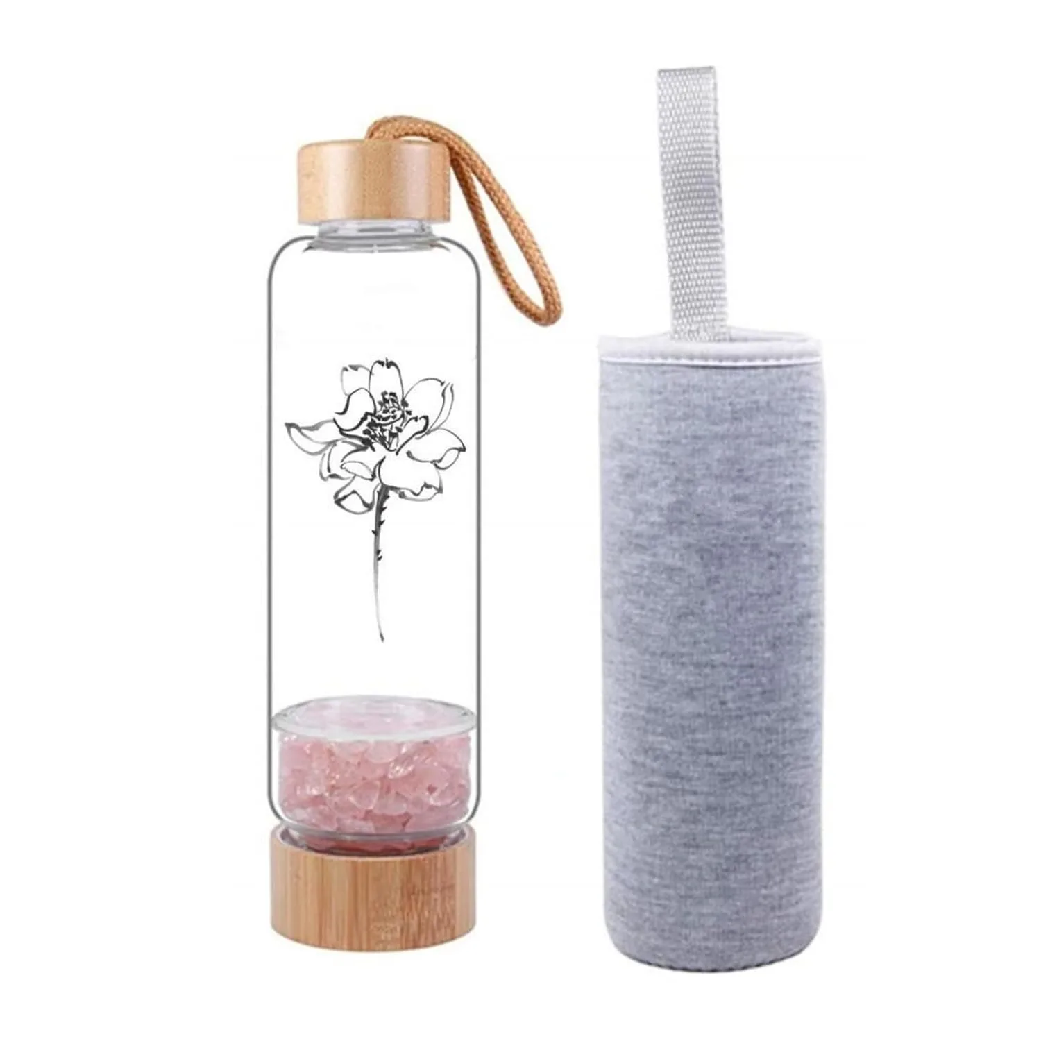 Crystal Water Bottle Bamboo Gem Elixir