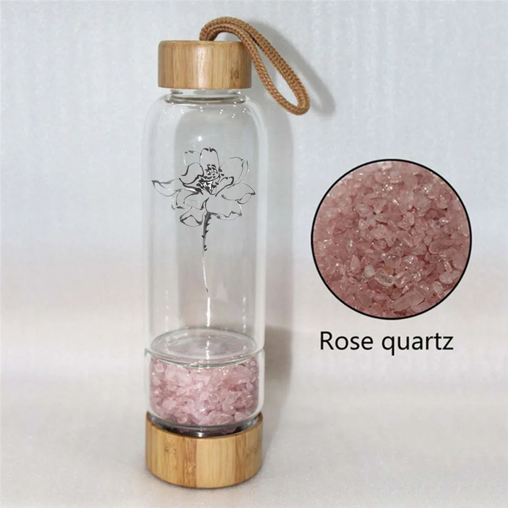 Crystal Water Bottle Bamboo Gem Elixir - Image 3