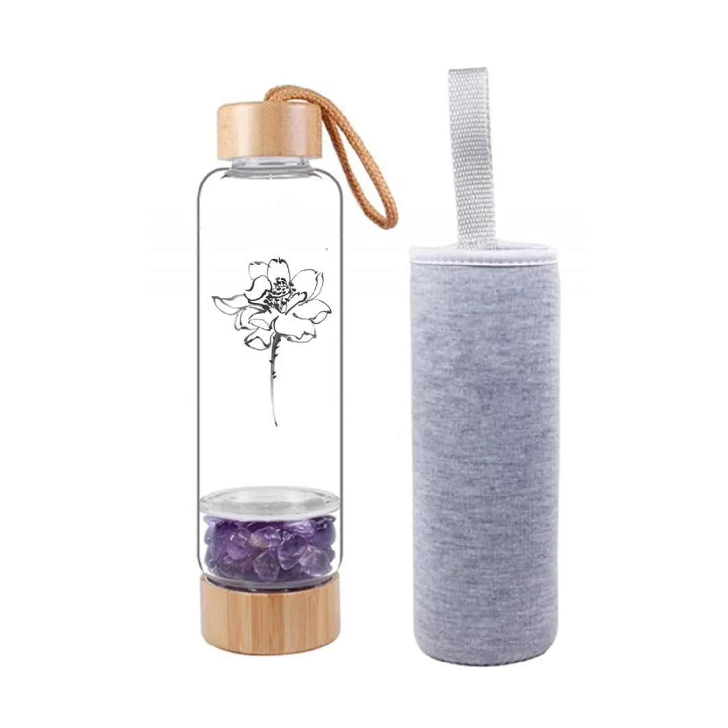 Crystal Water Bottle Bamboo Gem Elixir - Image 7