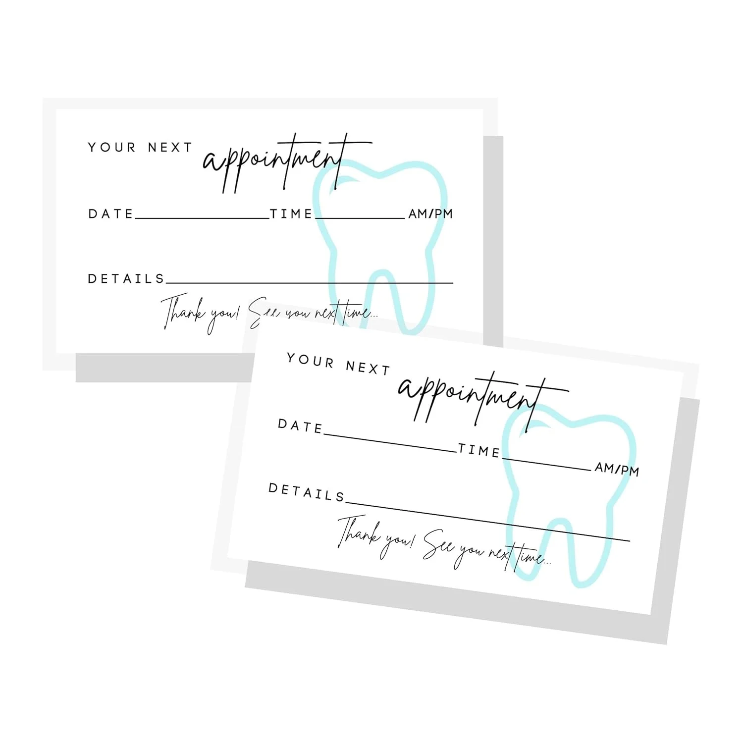Dental Appointment Reminder Cards - 50 Minimalist Cards
