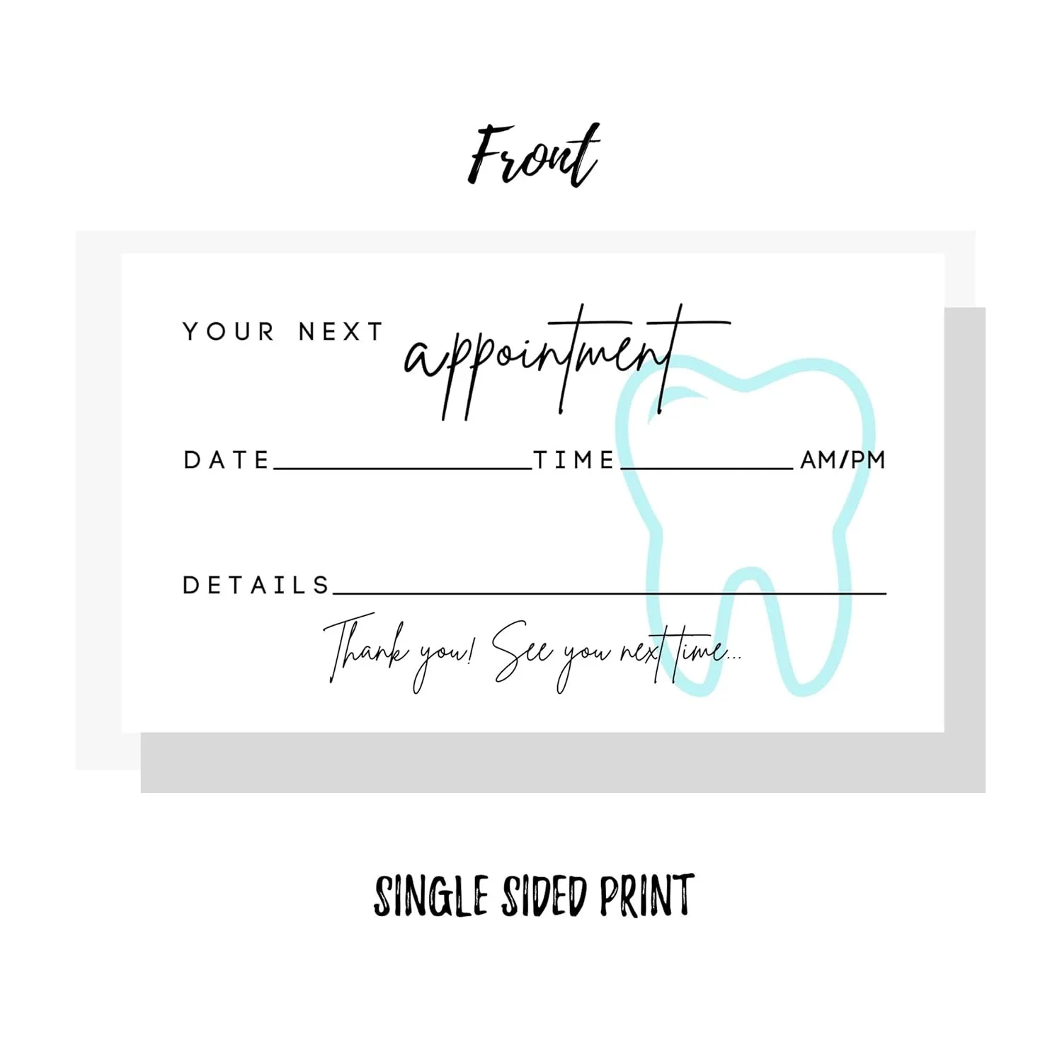 Dental Appointment Reminder Cards - 50 Minimalist Cards - Image 3