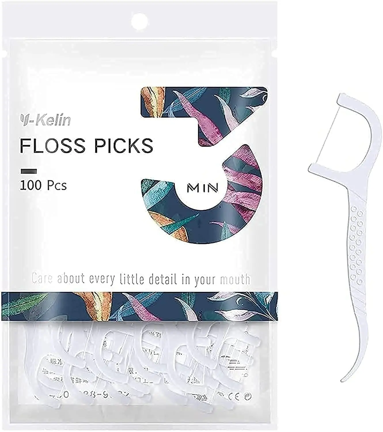 This pack includes 100 dental floss picks designed for daily use to prevent bad breath and gingivitis, featuring a high molecular weight polyethylene fiber floss that won't split or crack, an arc hook for use as a toothpick, and a protected tartar pick in the handle for removing plaque and food debris.