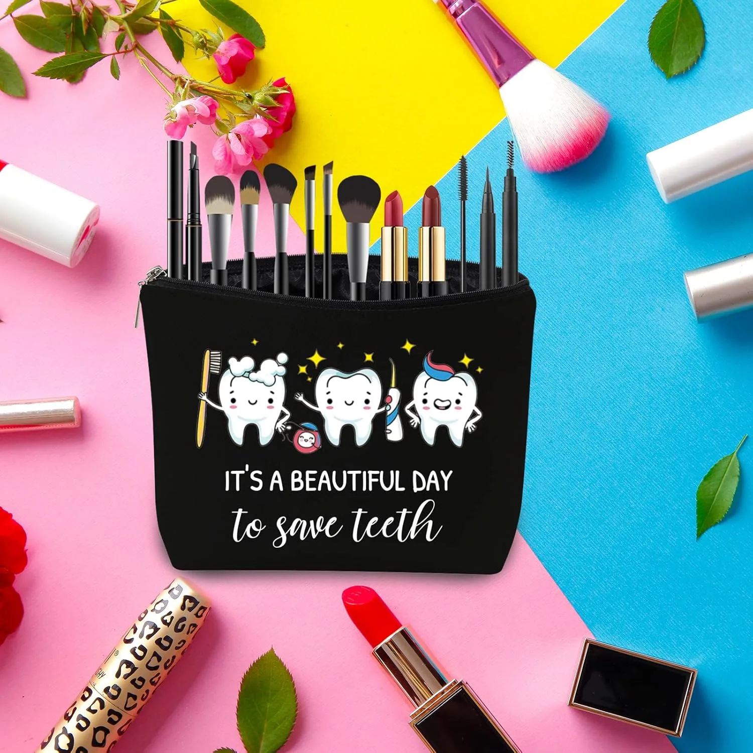 Dental Hygienist Gift Makeup Bag Save Teeth Cosmetic Bag - Image 3