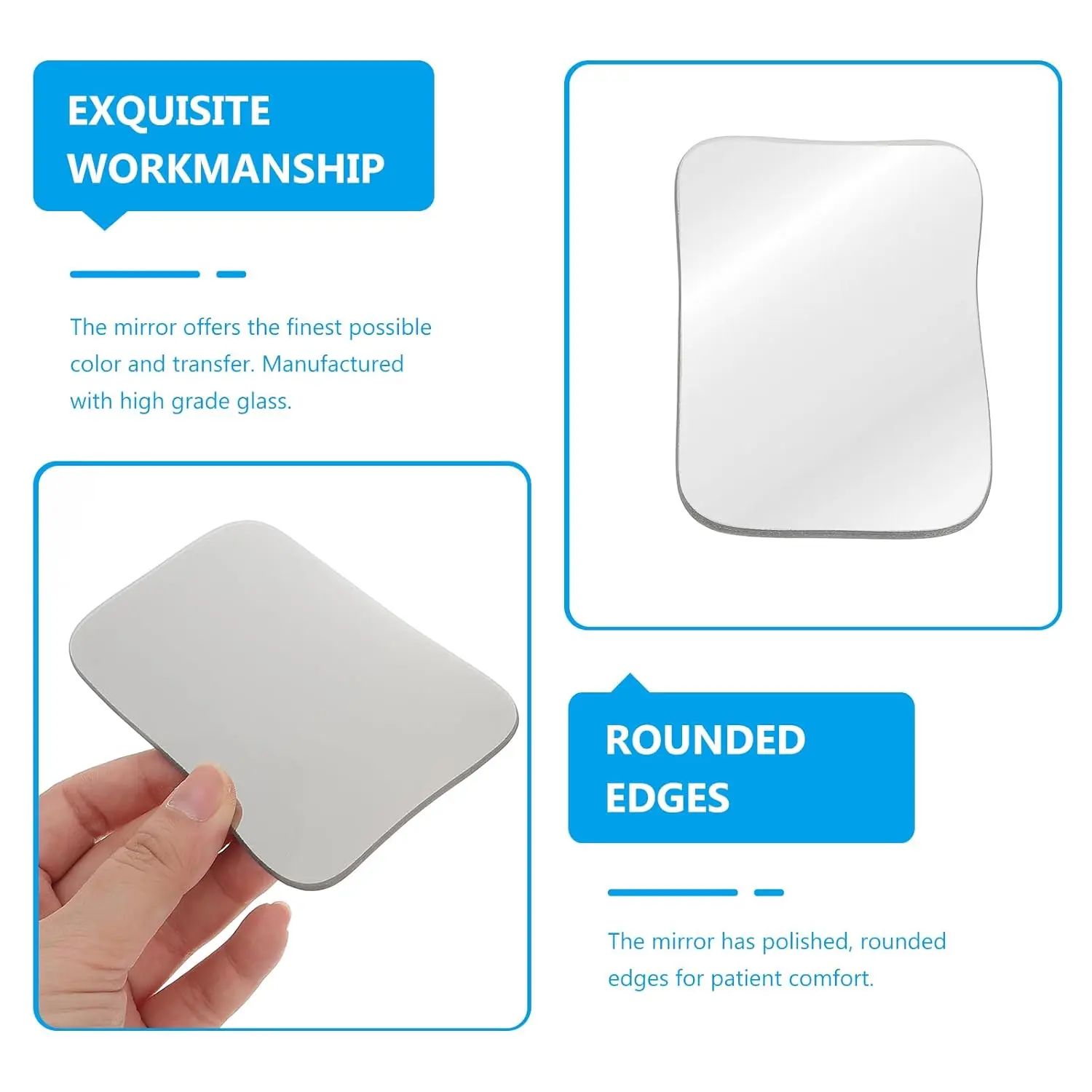 This intraoral dental photography mirror offers clear reflection for detailed mouth inspections and dental photography, aiding in diagnosis and treatment planning.
