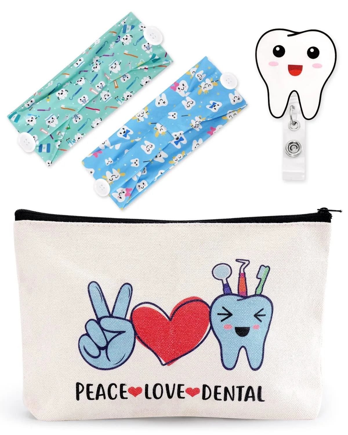 Dentist Gifts Set Badge Reel Makeup Bag Headbands