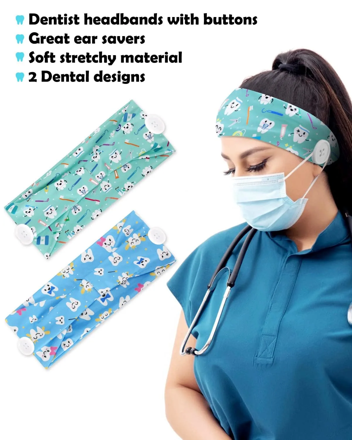 Dentist Gifts Set Badge Reel Makeup Bag Headbands - Image 3