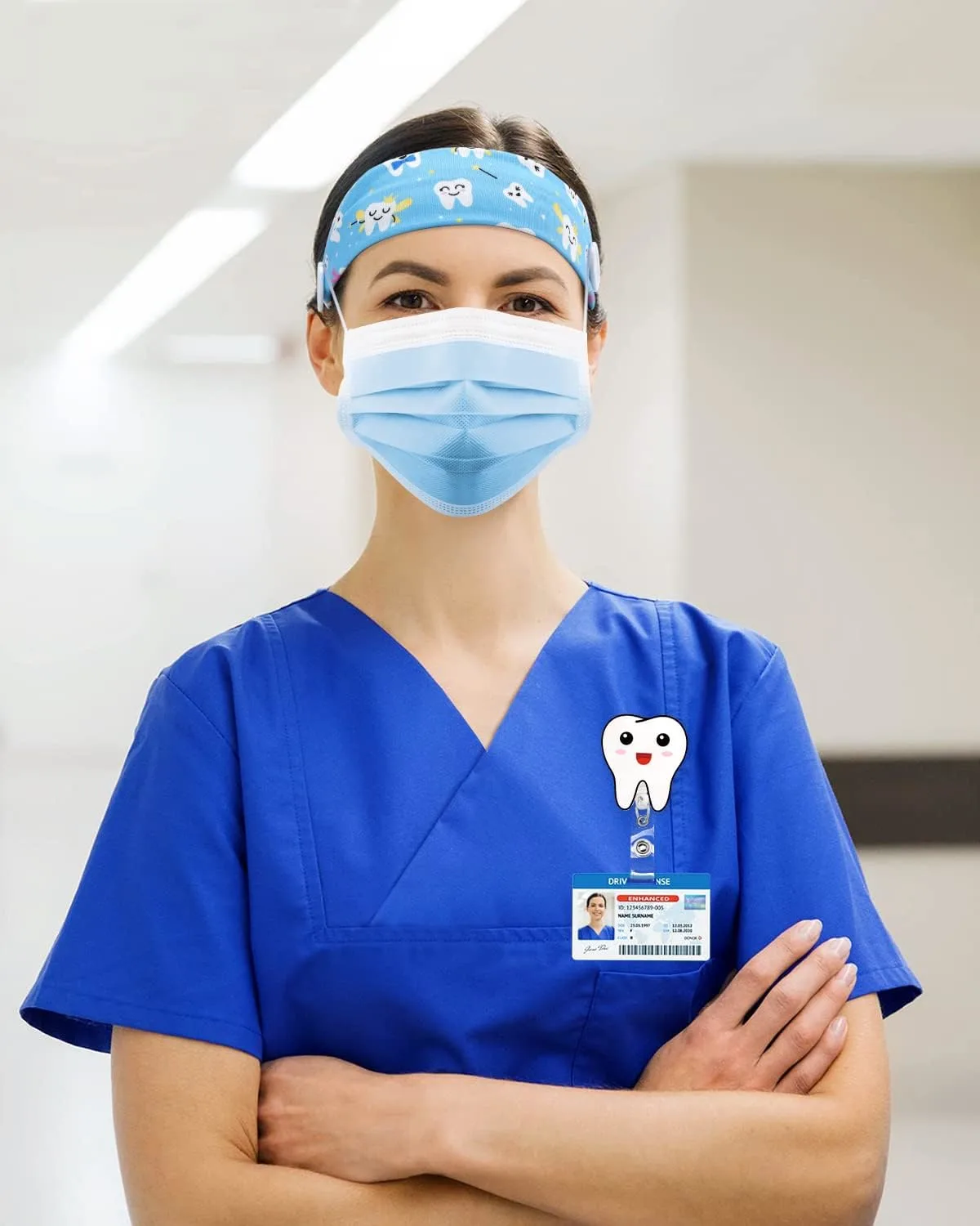 Dentist Gifts Set Badge Reel Makeup Bag Headbands - Image 5