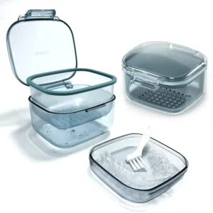 Denture Bath Case Retainer Cup Mouth Guard Holder Blue