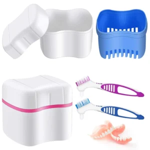 Denture Cleaner Box and Brush Set 2 Pack
