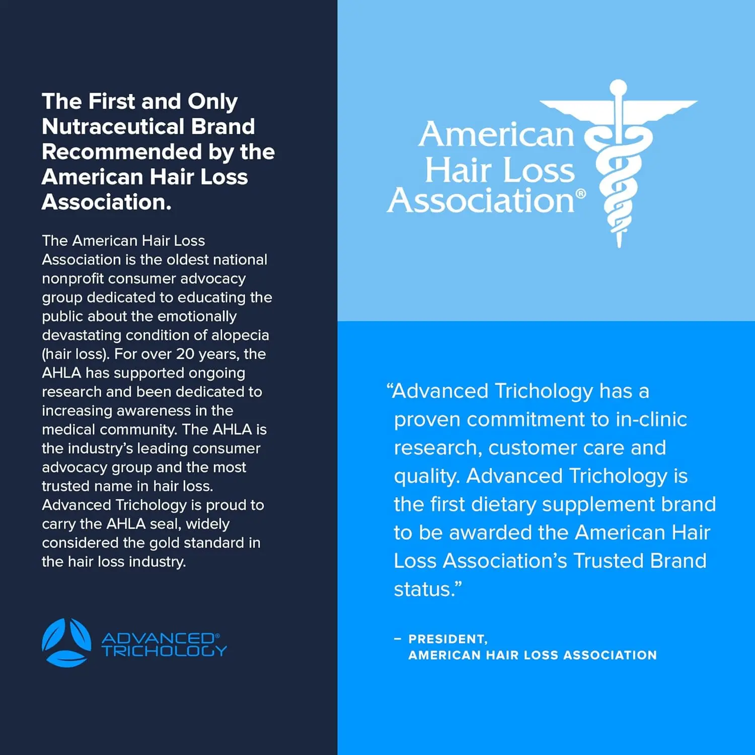 Advanced Trichology DHT Blocker hair growth supplement with immune support designed to help men and women reduce hair loss and thinning.