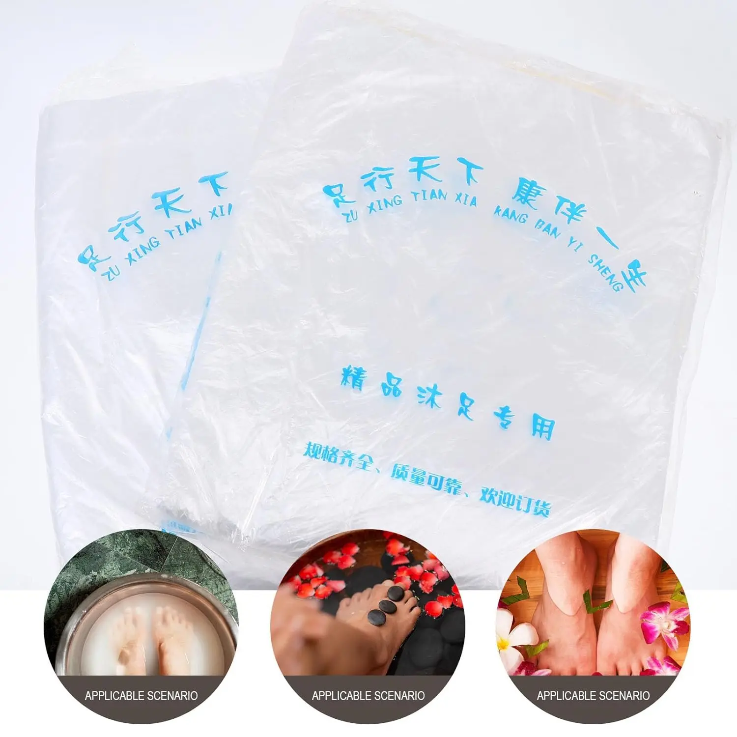 Transparent disposable pedicure liners are thick, waterproof, and leakproof, providing a comfortable and hygienic foot spa experience at home or in a salon.
