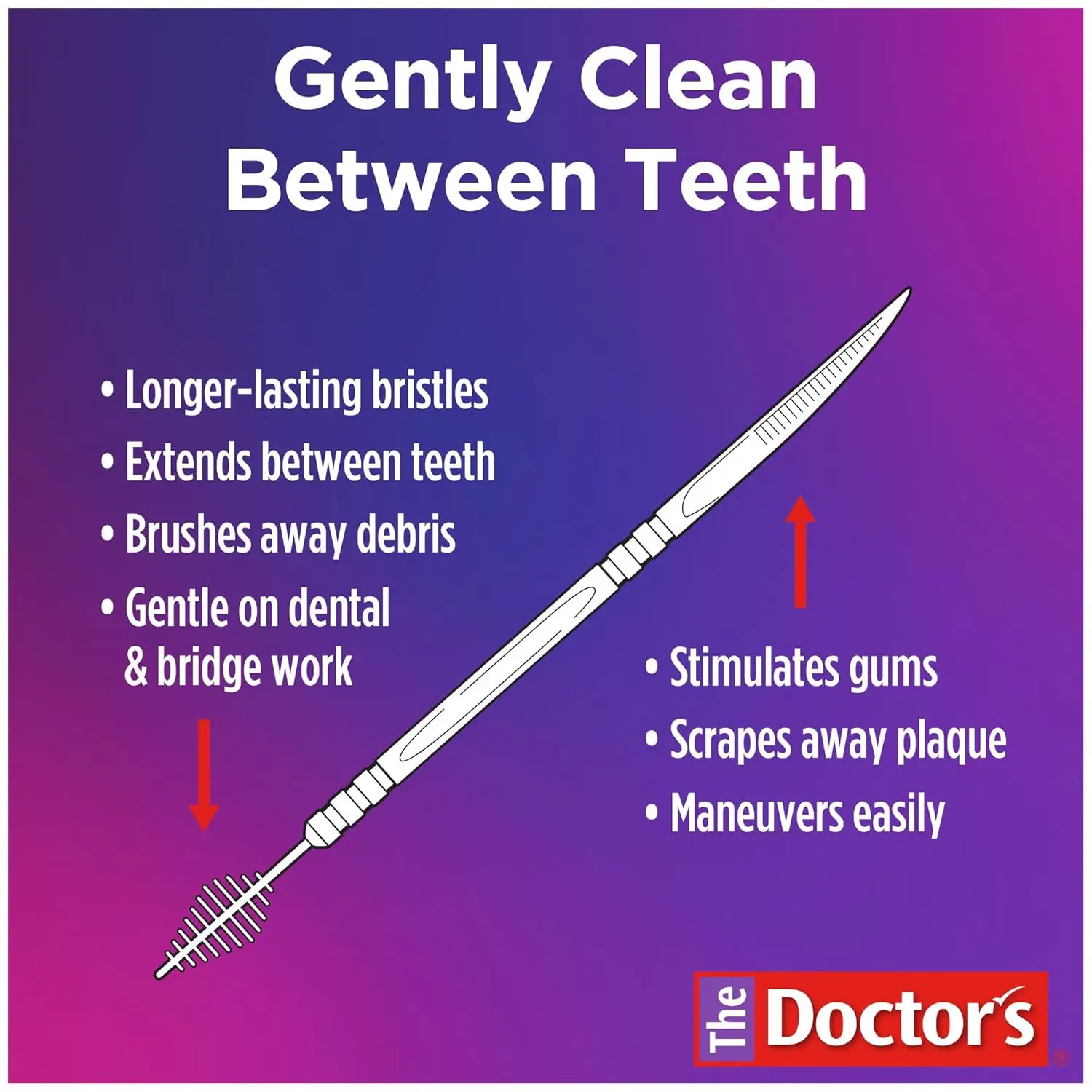 The Doctor's BrushPicks interdental picks safely remove food debris and stimulate gums to promote periodontal health and fight gingivitis.
