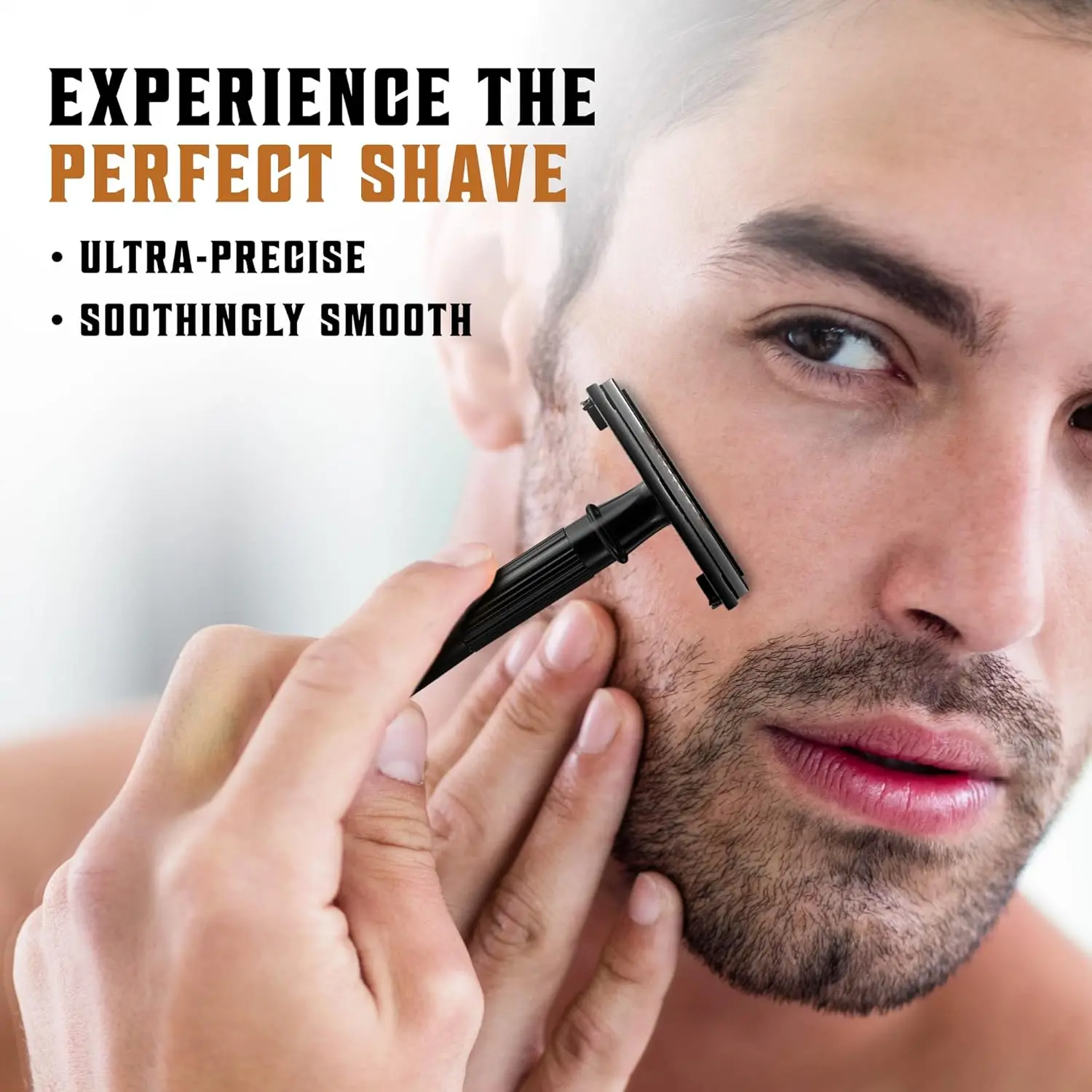 Fifty platinum coated double edge razor blades made from Japanese stainless steel provide a smooth, precise, and clean shave with safety and long-lasting durability.