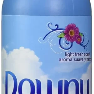 A travel-sized bottle of Downy Wrinkle Releaser with a light fresh scent, designed to quickly smooth wrinkles and eliminate odors from clothing, even on dry-clean-only fabrics.