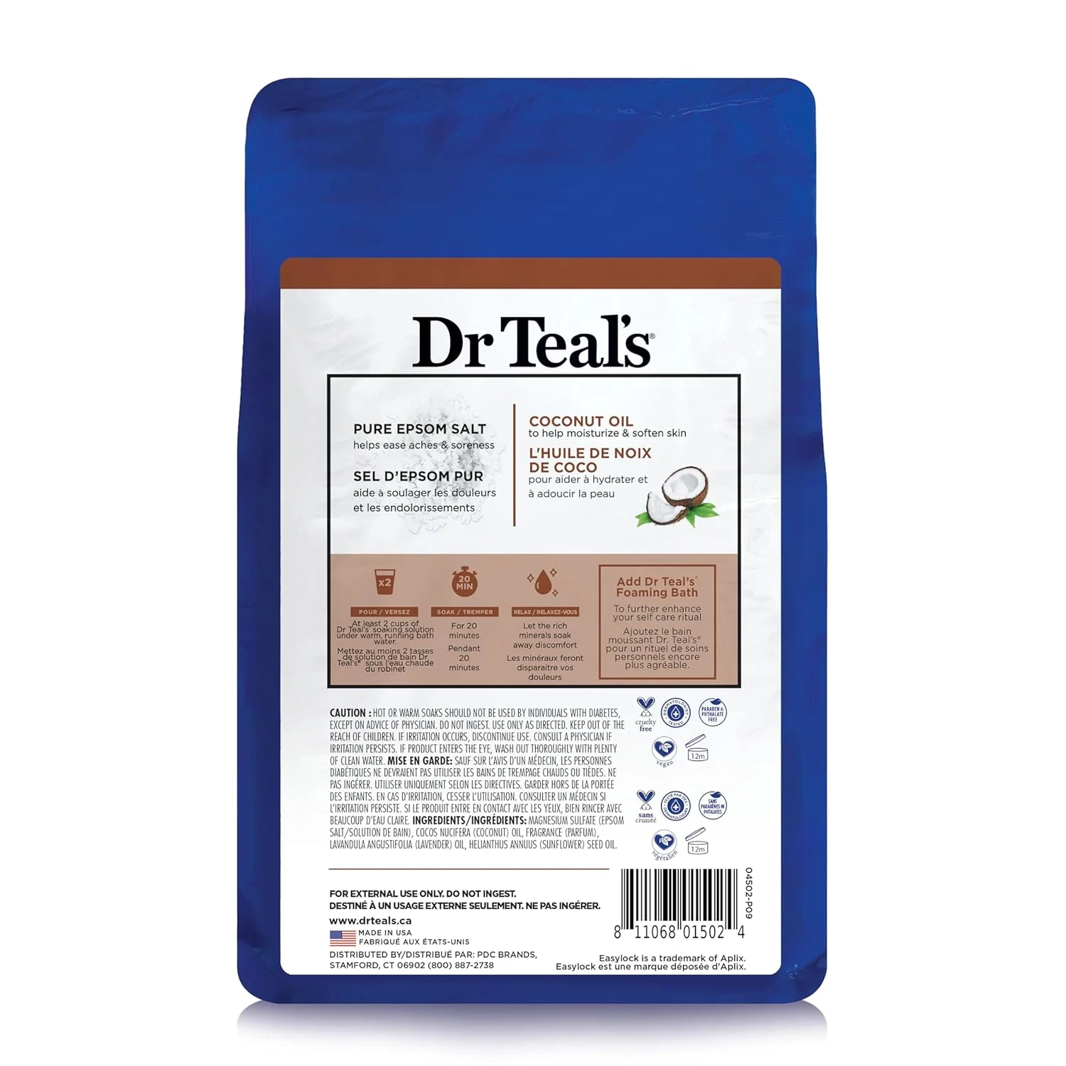 Dr Teal's Bath Salts 3lb - Coconut Oil Soak - Image 2